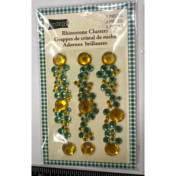 Yellow & Green Studio 18 Rhinestone Clusters Crystal Jewel 3 pack - Picture 2 of 3